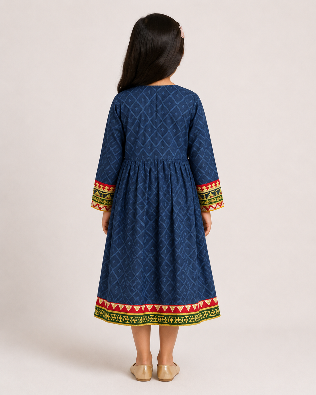 Kayseria Ladli Girls Embroidered Blue Traditional Dress Size 6-7 Ethnic Party Wear