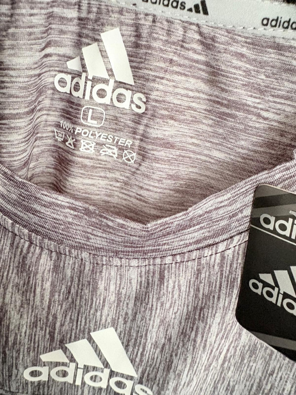 Adidas Men’s Athletic T-Shirt Size Large Gray Heather 100% Polyester Short Sleeve