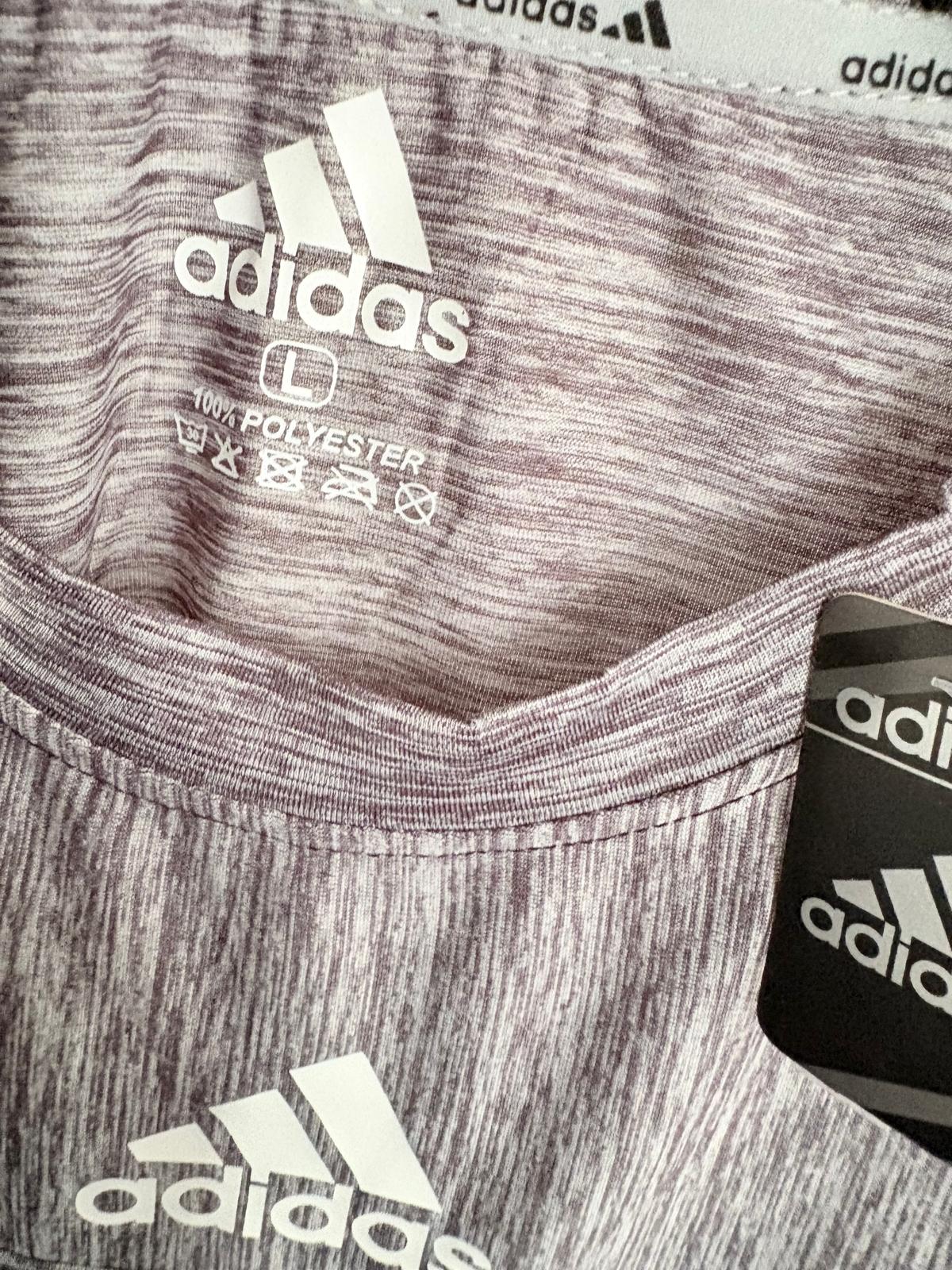 Adidas Men’s Athletic T-Shirt Size Large Gray Heather 100% Polyester Short Sleeve