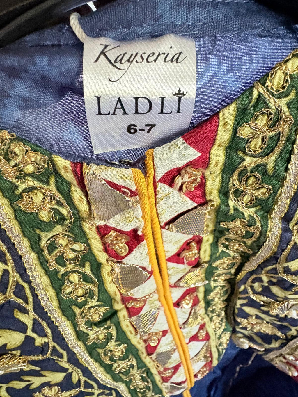 Kayseria Ladli Girls Embroidered Blue Traditional Dress Size 6-7 Ethnic Party Wear