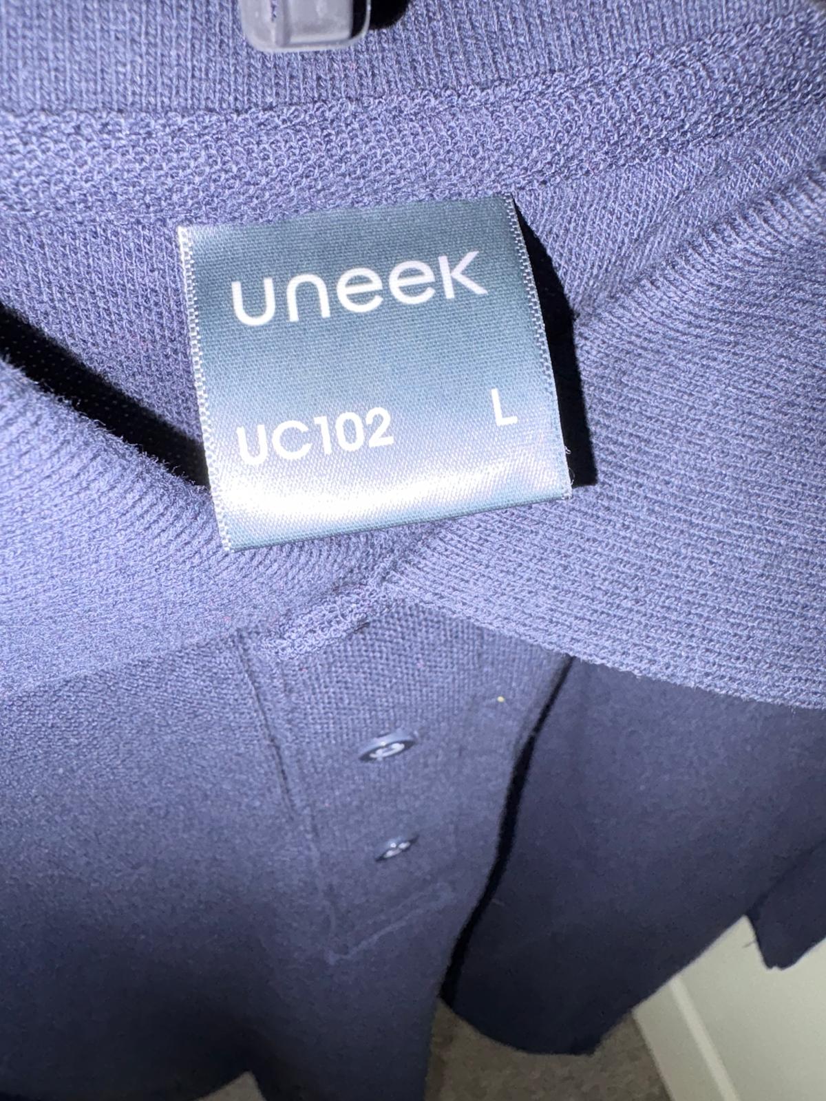 Uneek Men’s Polo Shirt Size Large Navy Blue Short Sleeve Collared UC102