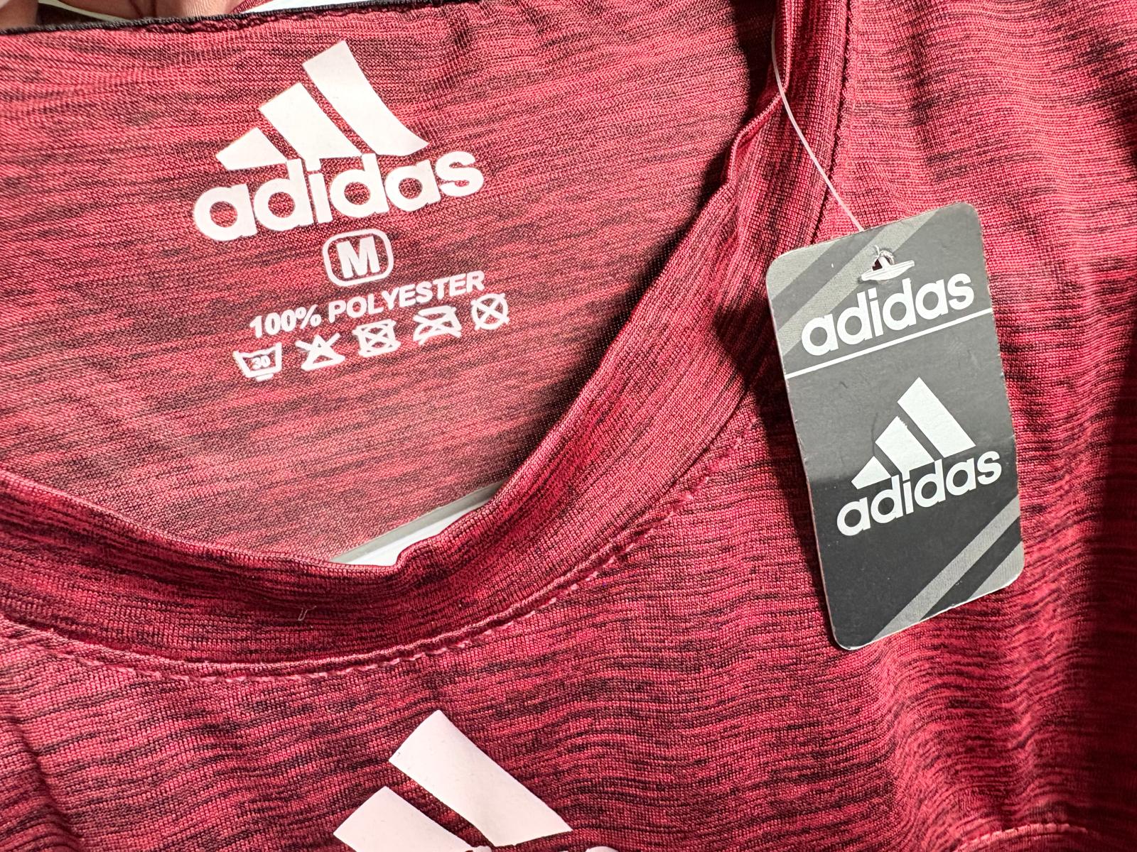 Adidas Men’s Long Sleeve Athletic Shirt Red Medium M 100% Polyester New w/ Tags