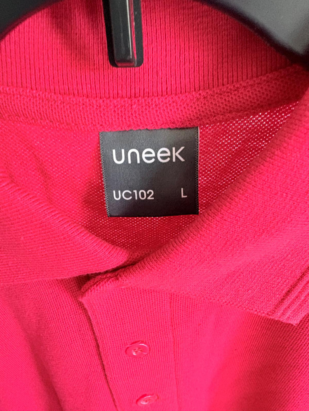 Uneek UC102 Polo Shirt Men’s Large Red Short Sleeve Casual Work Golf Cotton Blend
