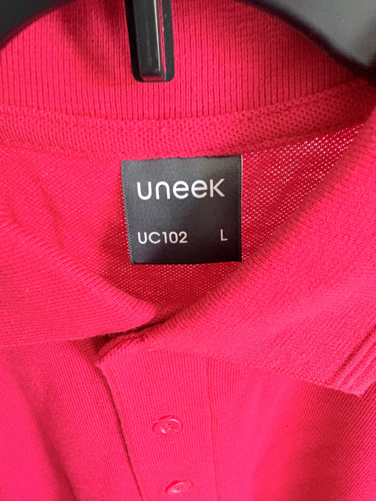 Uneek UC102 Polo Shirt Men’s Large Red Short Sleeve Casual Work Golf Cotton Blend